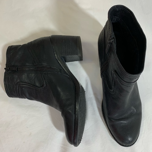 Arturo Chiang Black Leather Boots chunky heel, block heel, zipper, western, 6 - Picture 4 of 16